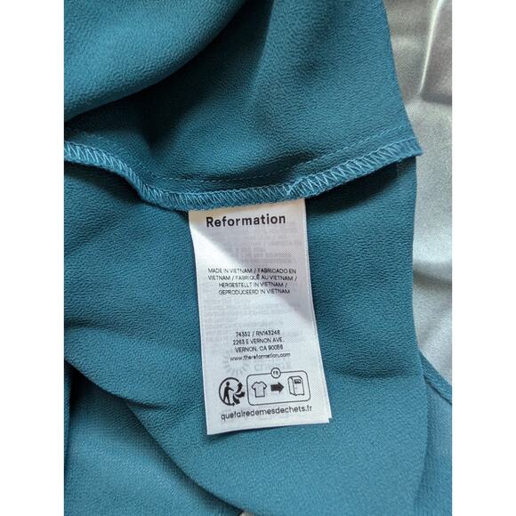 Defect New Reformation Ciana Satin Maxi Dress US 4 Fantasy Blue Floral #3B514 - Picture 15 of 15